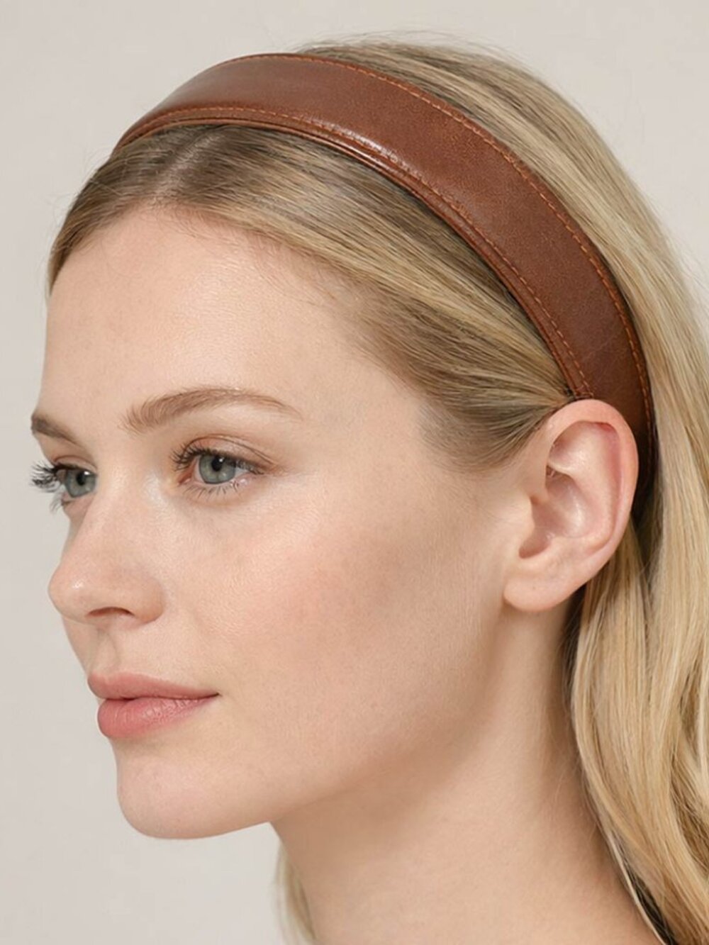 Classic Stitched Faux Leather Headband - Black or Brown🦩